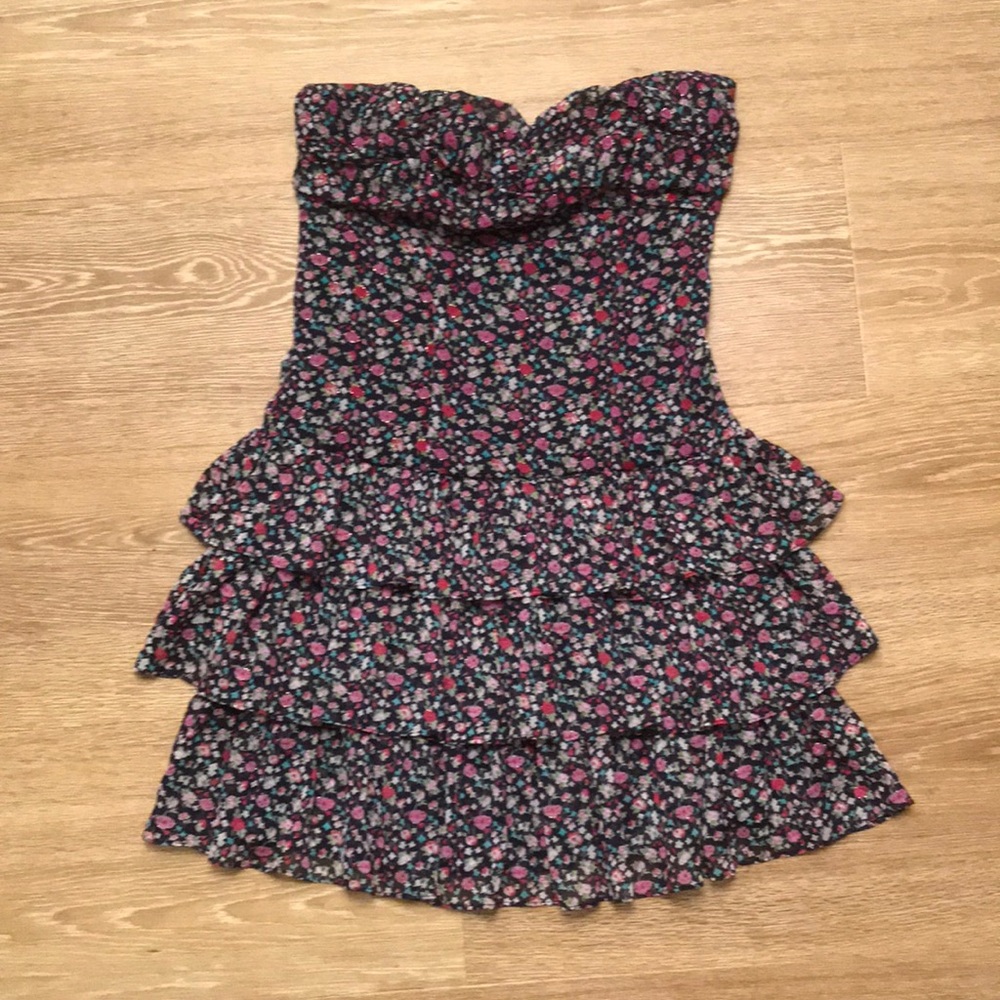 Express floral strapless dress